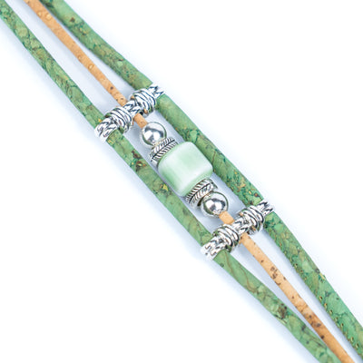 Ceramic Bead handmade Natural Cork Bracelet  BR-292-MIX-4