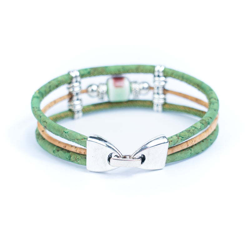Ceramic Bead handmade Natural Cork Bracelet  BR-292-MIX-4