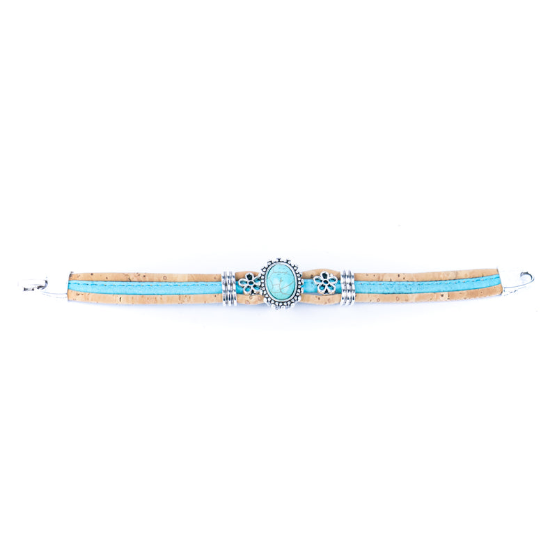3mm natural and blue cork wire and Turquoise accessories  hardware handmade women&
