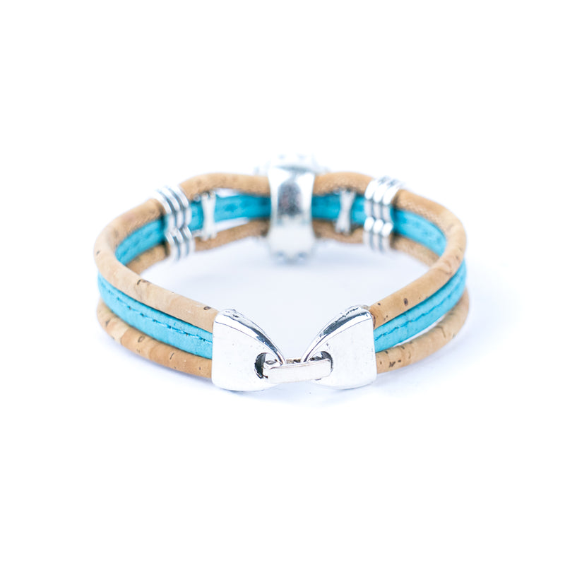 3mm natural and blue cork wire and Turquoise accessories  hardware handmade women&