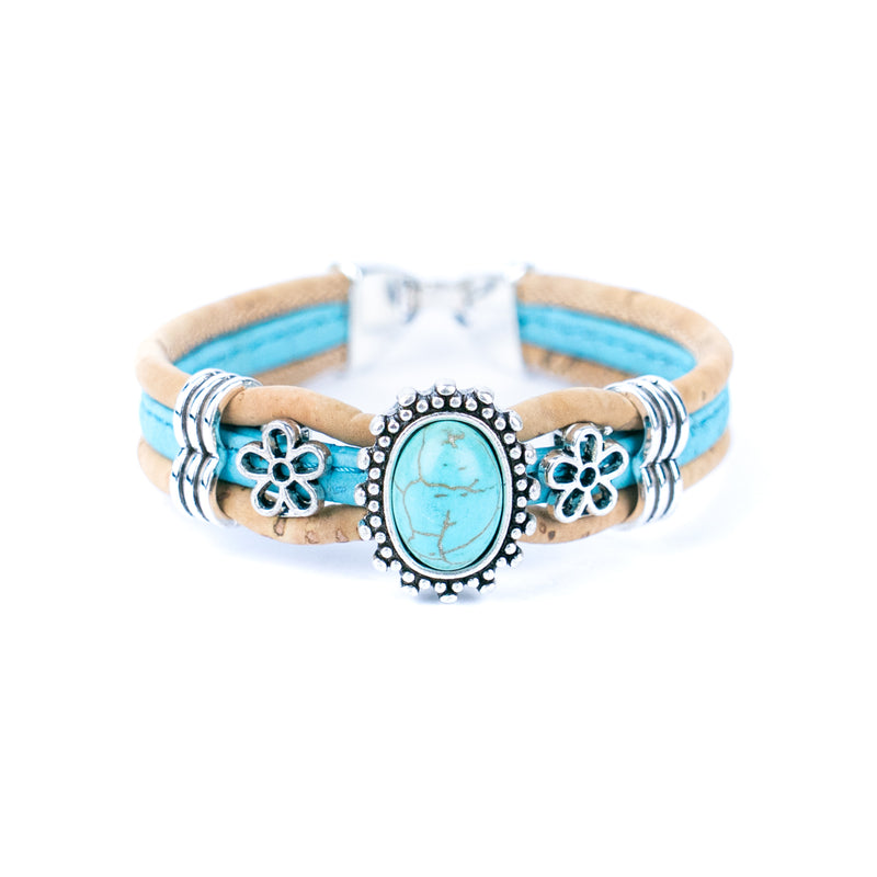 3mm natural and blue cork wire and Turquoise accessories  hardware handmade women&