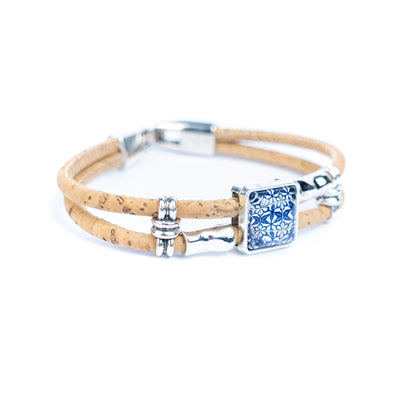 Portuguese cork bracelet · Traditional tile style cork cord handmade bracelet DBR-013-5(RANDOM)