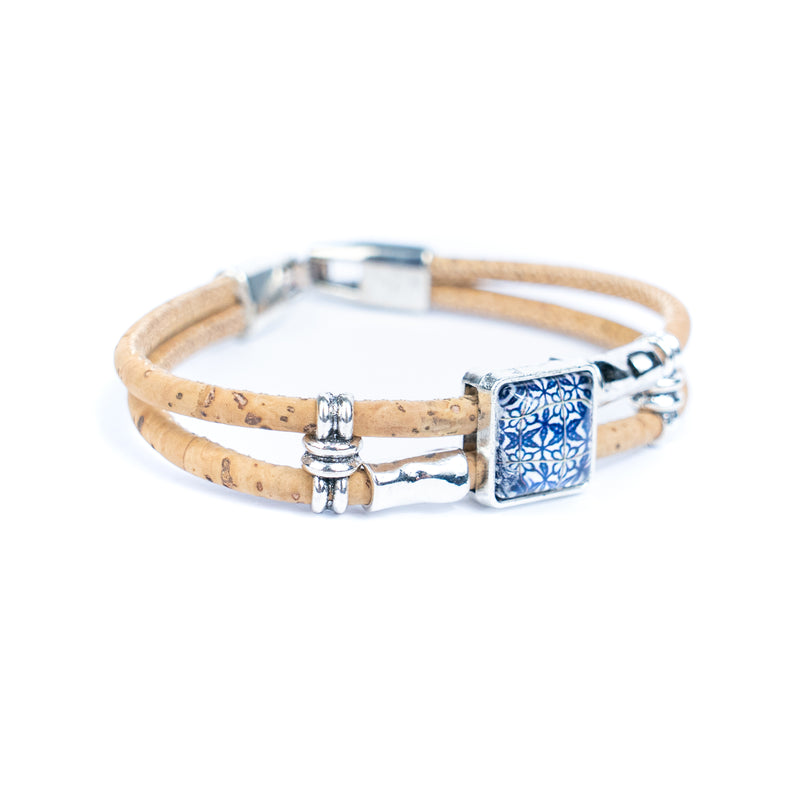 Portuguese cork bracelet · Traditional tile style cork cord handmade bracelet DBR-013-5(RANDOM)