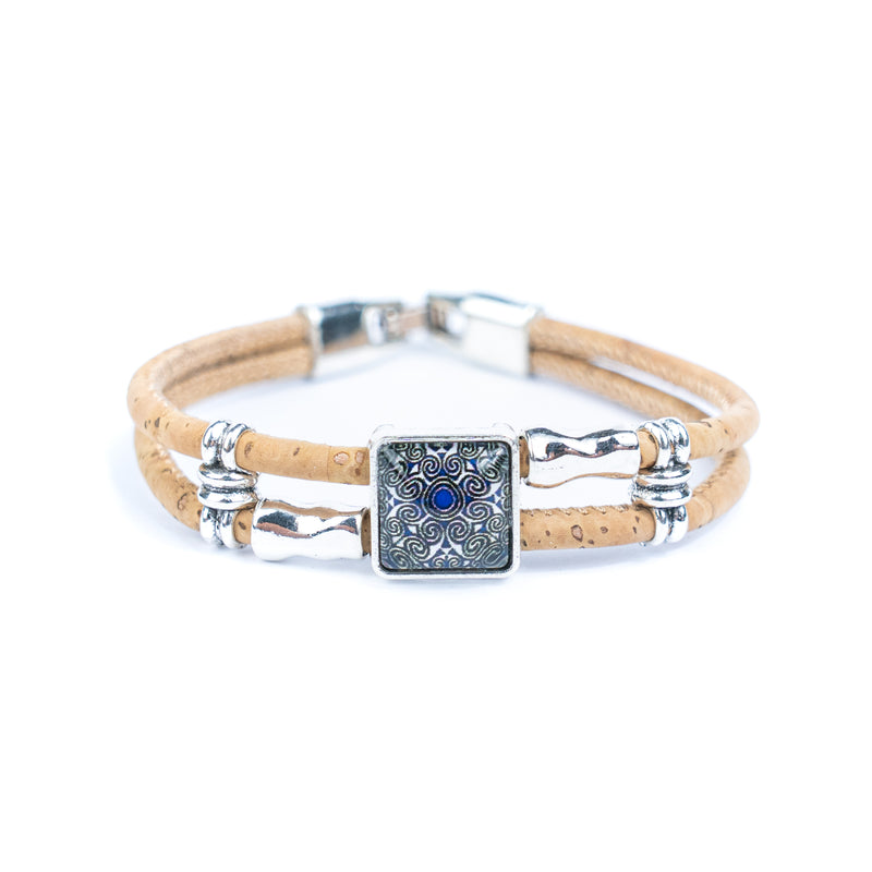 Portuguese cork bracelet · Traditional tile style cork cord handmade bracelet DBR-013-5(RANDOM)