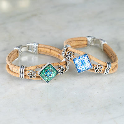 Natural cork cord and alloy hardware handmade fashion ladies bracelet BR-006-MIX-5(RANDOM)