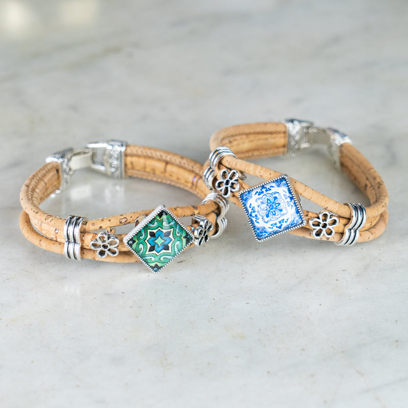 Natural cork cord and alloy hardware handmade fashion ladies bracelet BR-006-MIX-5(RANDOM)