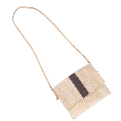 Cork Crossbody Bag with Color Stripe - Vegan Shoulder Bag BAGP-356