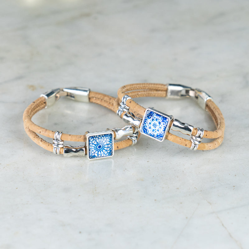 Portuguese cork bracelet · Traditional tile style cork cord handmade bracelet DBR-013-5(RANDOM)