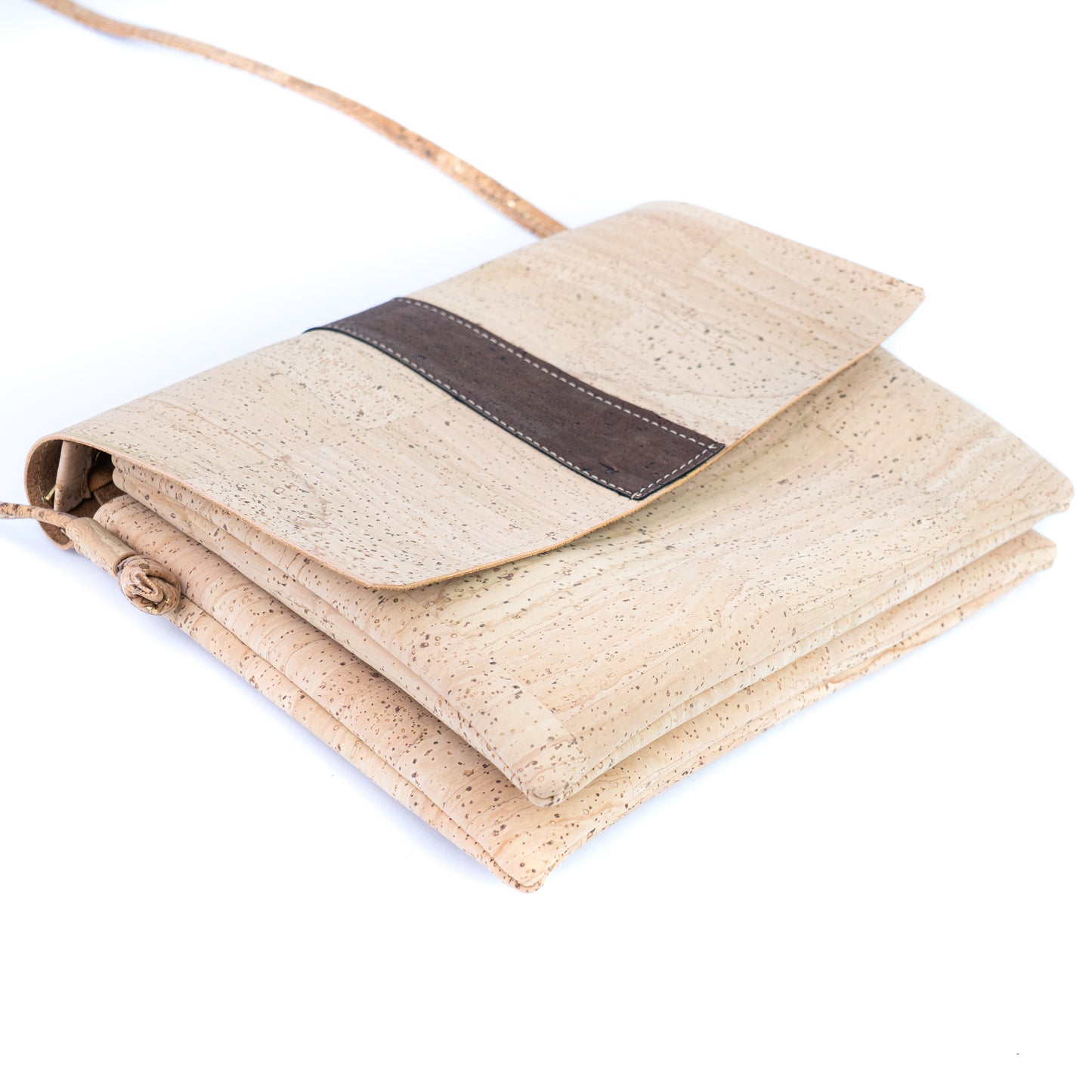 Cork Crossbody Bag with Color Stripe - Vegan Shoulder Bag BAGP-356