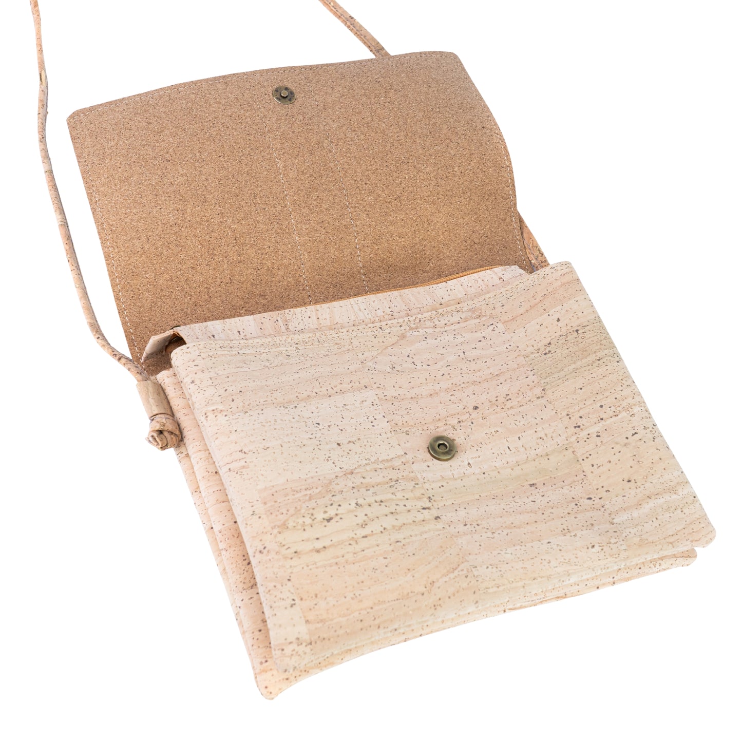 Cork Crossbody Bag with Color Stripe - Vegan Shoulder Bag BAGP-356