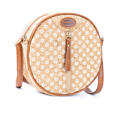 Floral Printed Cork Round Crossbody Bag BAGD-593