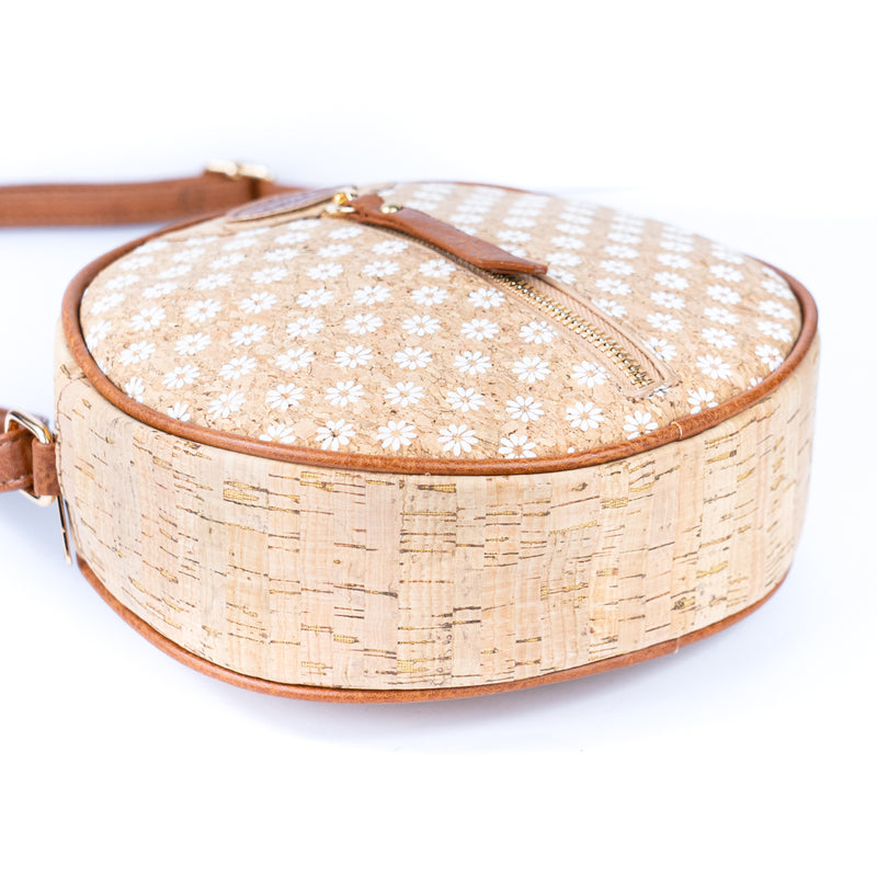 Floral Printed Cork Round Crossbody Bag BAGD-593