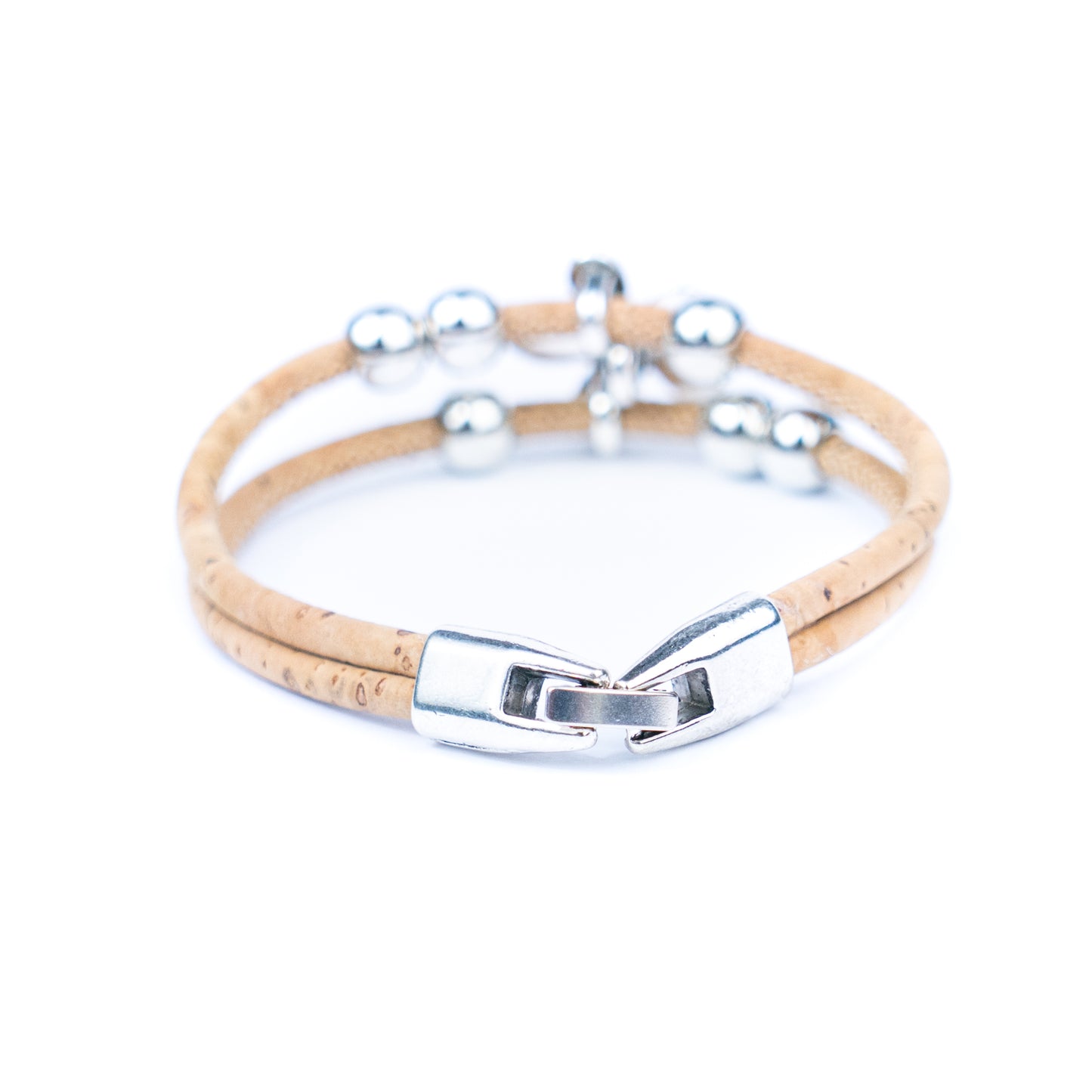 Natural cork cord Handmade Cork Bracelet with Alloy Flowers BR-423-MIX-5