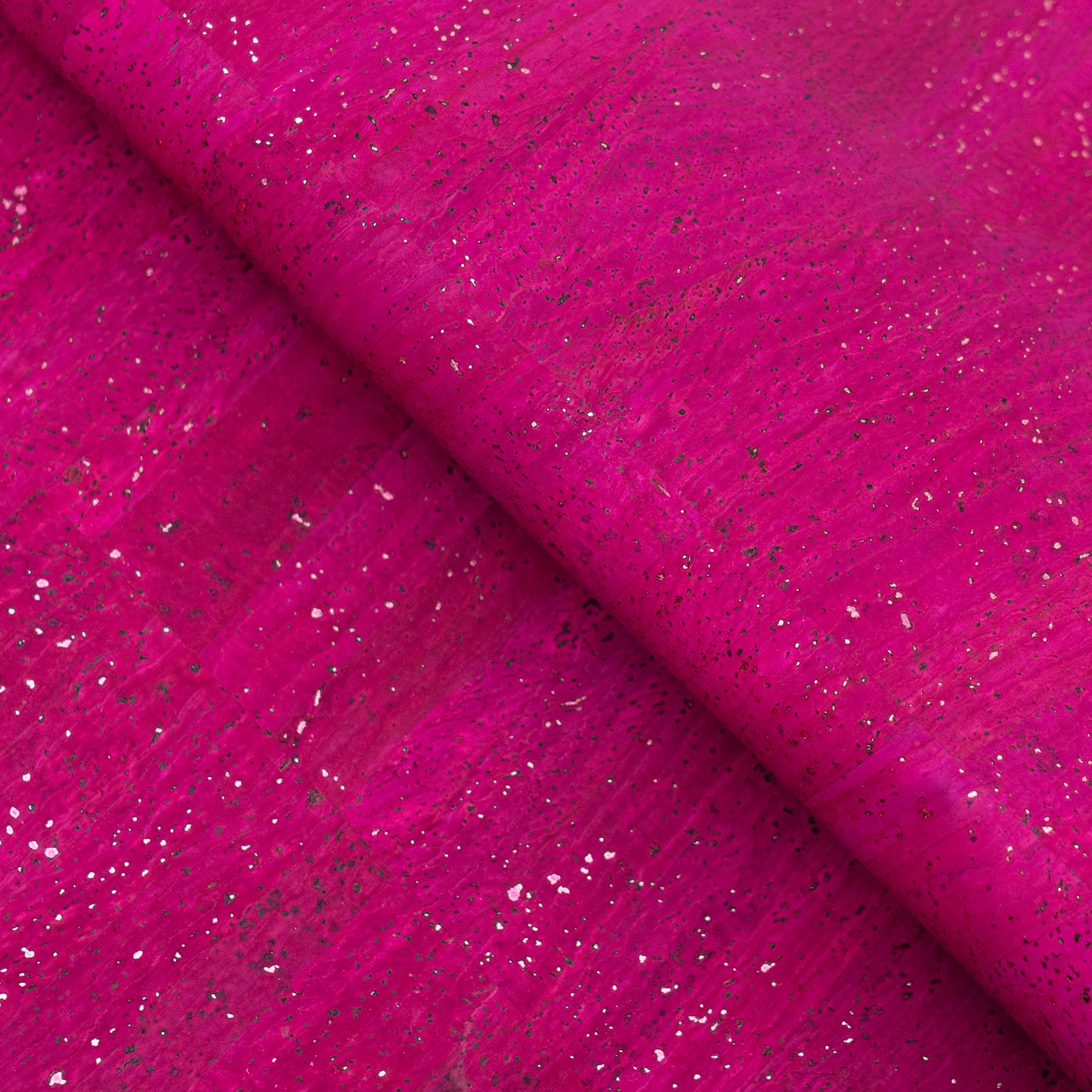 Bright Pink Cork Fabric with Rose Gold Sparkles COF-712