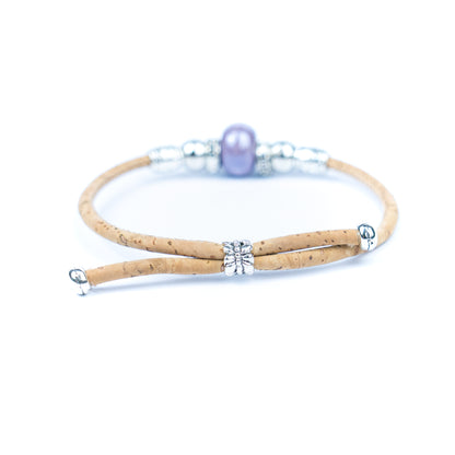 Handcrafted bracelet with natural cork thread and Colorful Ceramic beads.BRW-024-MIX-10