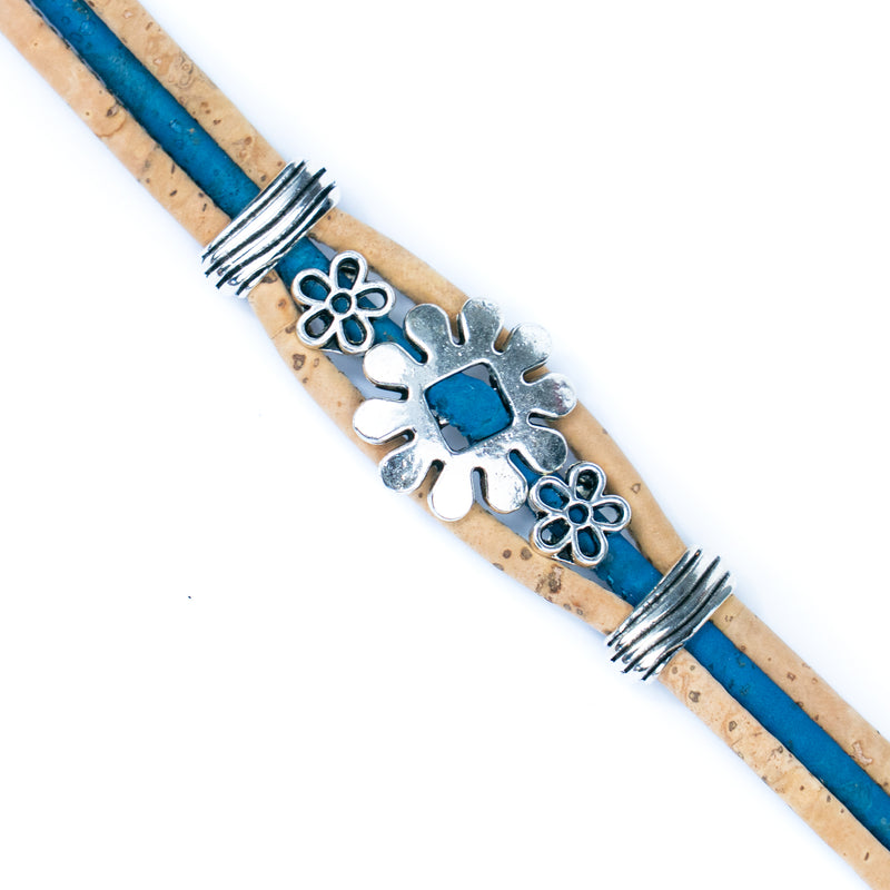 Natural cork cord and alloy hardware  flower handmade women&