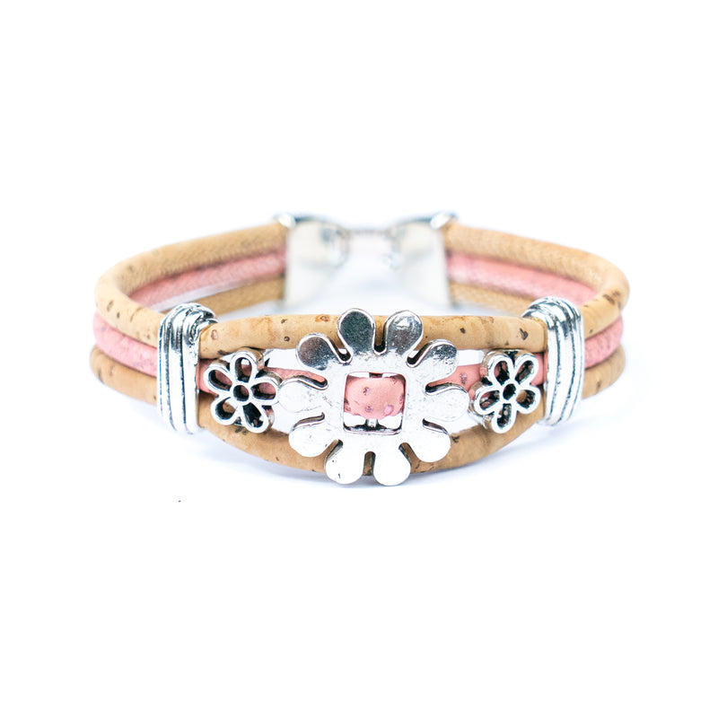 Natural cork cord and alloy hardware  flower handmade women&
