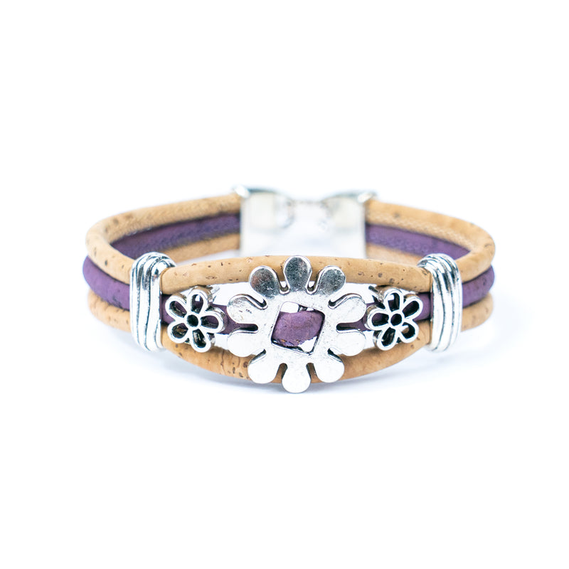 Natural cork cord and alloy hardware  flower handmade women&