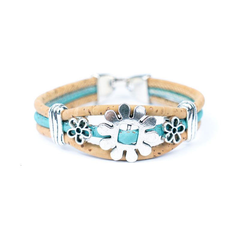 Natural cork cord and alloy hardware  flower handmade women&