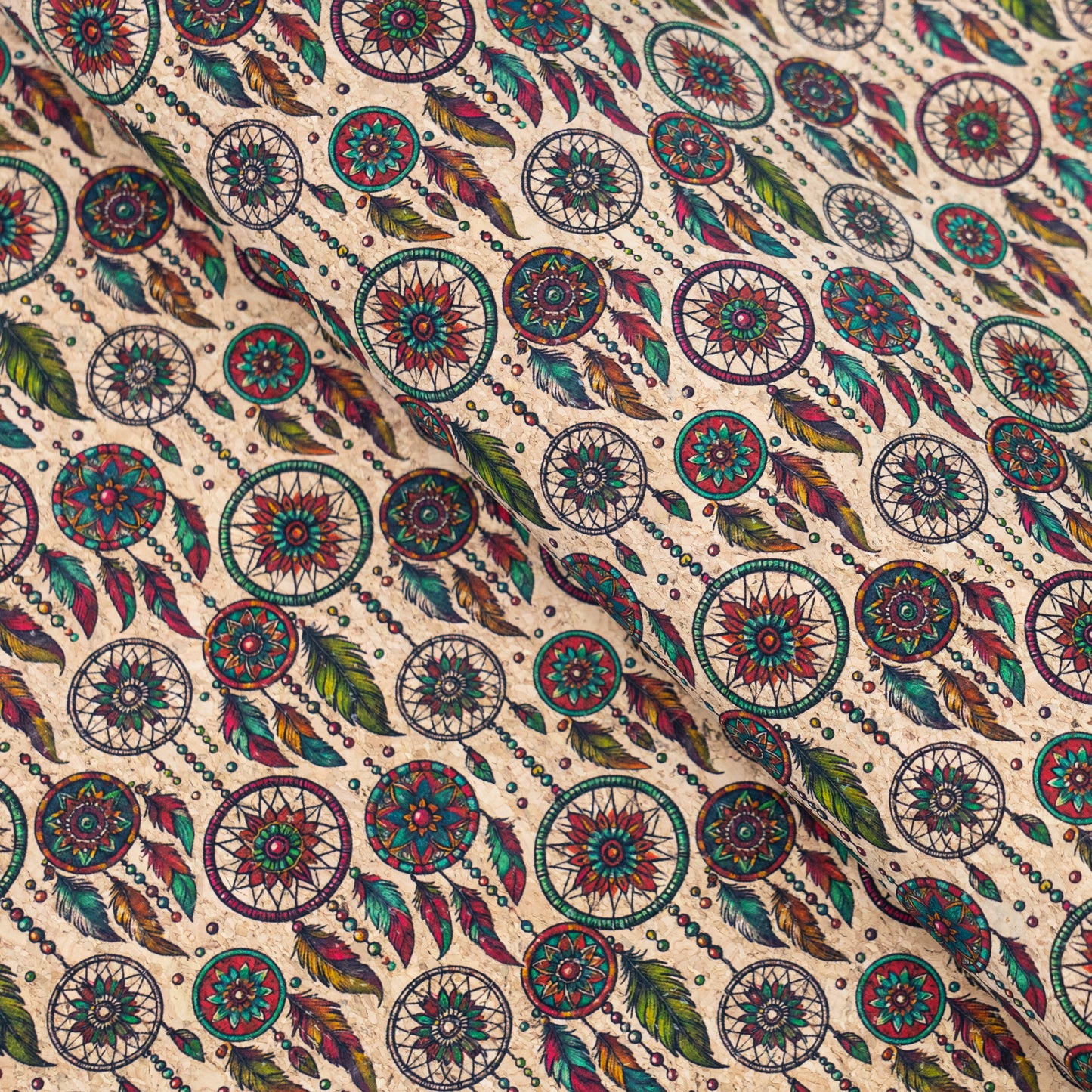 Colorful Dreamcathers Pattern Cork Fabric COF-772