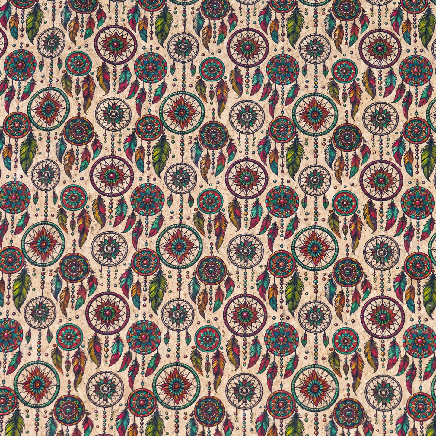 Colorful Dreamcathers Pattern Cork Fabric COF-772
