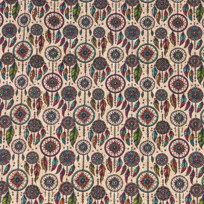 Colorful Dreamcathers Pattern Cork Fabric COF-772
