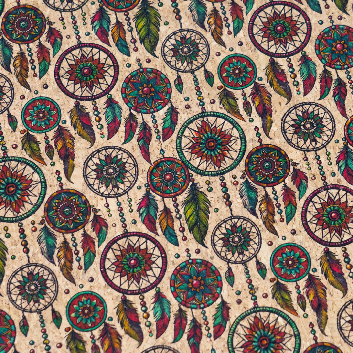 Colorful Dreamcathers Pattern Cork Fabric COF-772