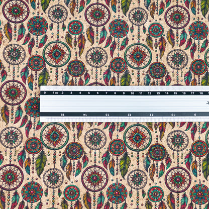 Colorful Dreamcathers Pattern Cork Fabric COF-772