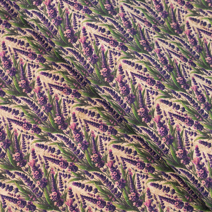 Vintage Lavender Field Pattern Cork Fabric COF-767
