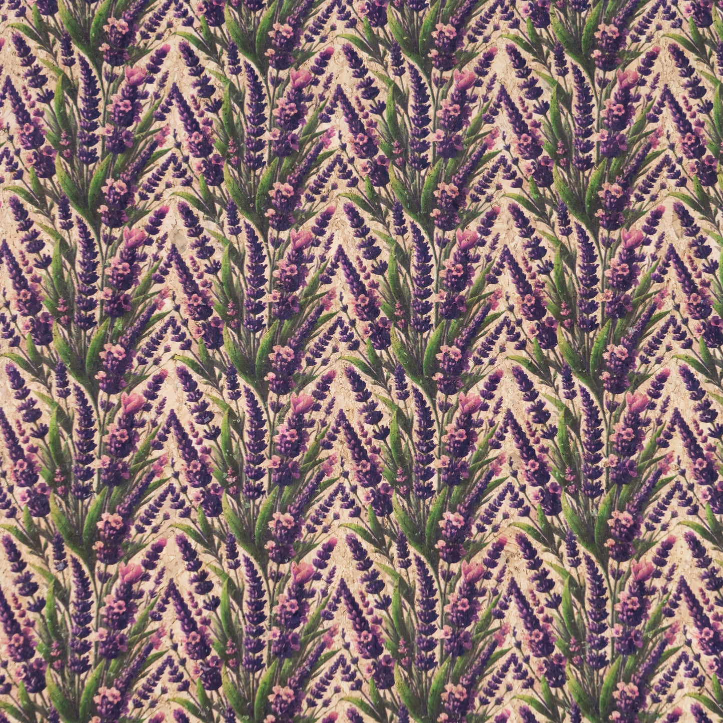 Vintage Lavender Field Pattern Cork Fabric COF-767