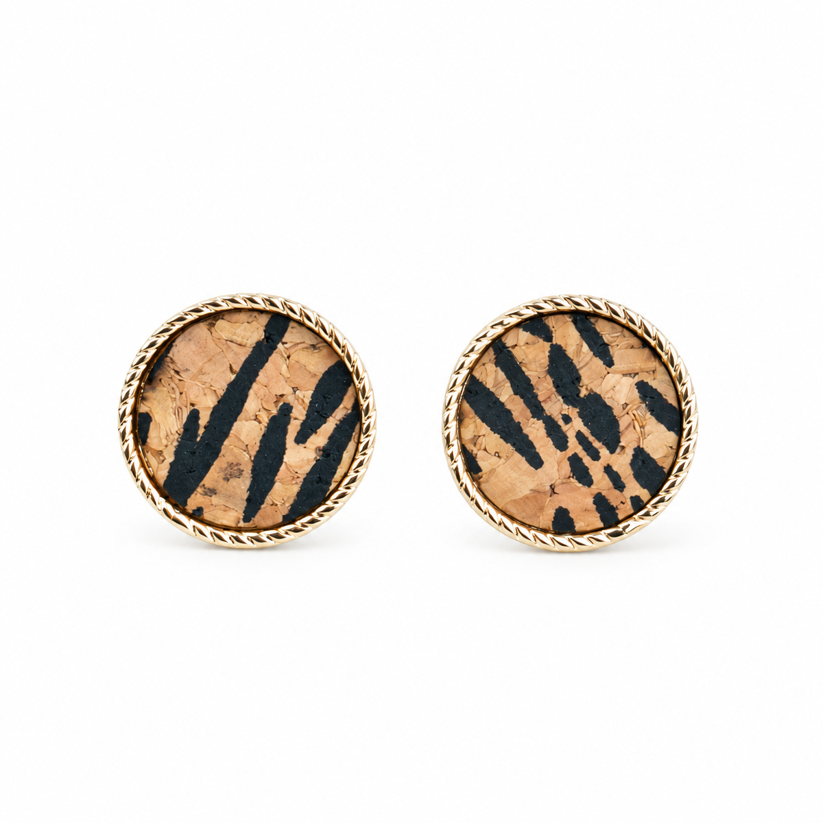 Natural Cork Round Stud Earrings Set – 6 Pairs-ER-216-MIX-6