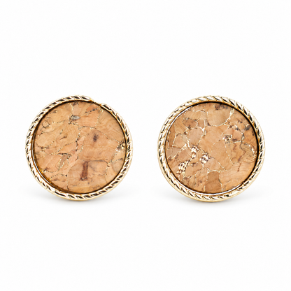 Natural Cork Round Stud Earrings Set – 6 Pairs-ER-216-MIX-6