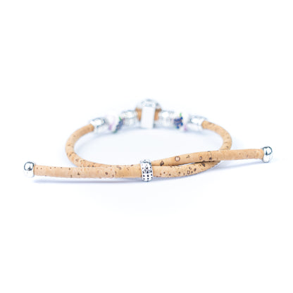 Natural cork cord and ceramic beads handmade women's fashion bracelet BR-456-MIX-5