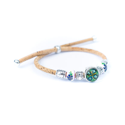 Natural cork cord and ceramic beads handmade women's fashion bracelet BR-456-MIX-5