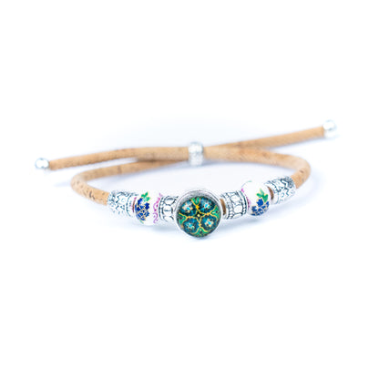 Natural cork cord and ceramic beads handmade women's fashion bracelet BR-456-MIX-5