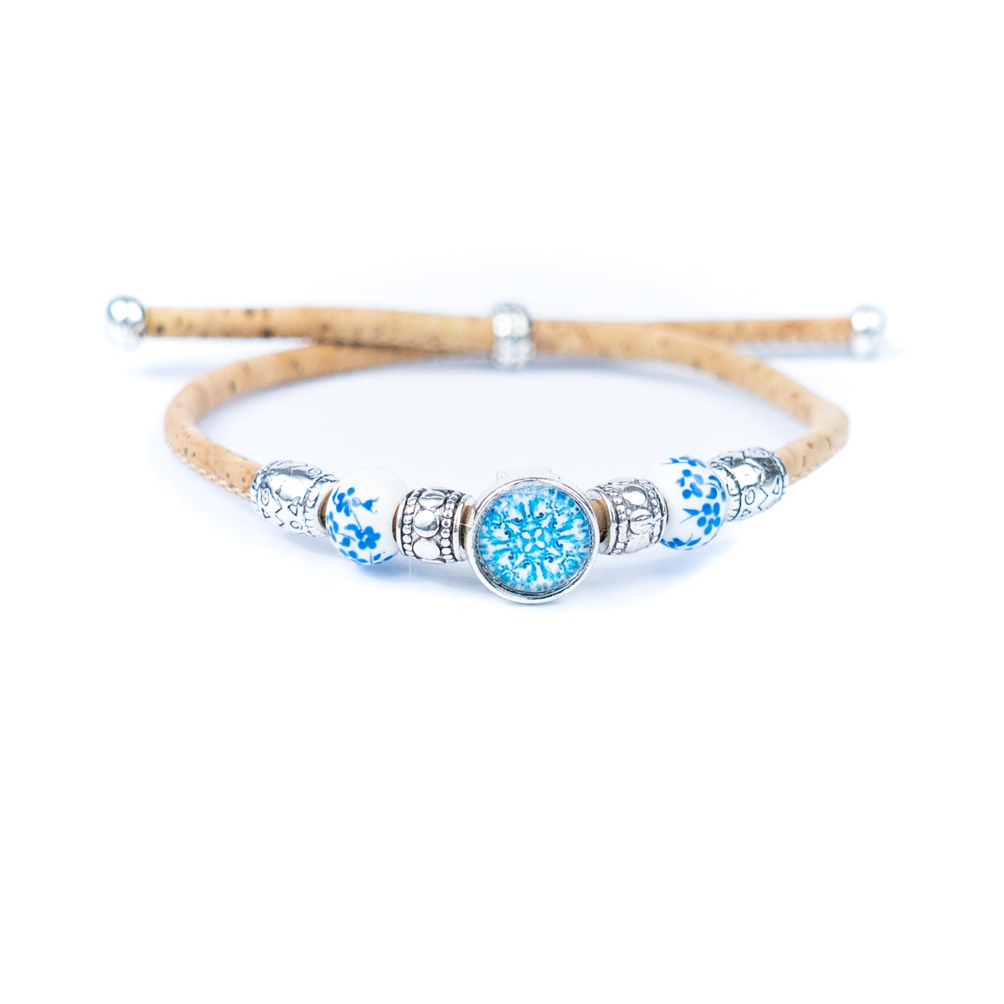 Natural cork cord and ceramic beads handmade women's fashion bracelet BR-456-MIX-5