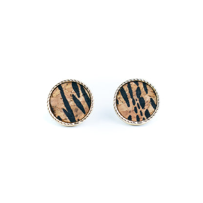 Natural Cork Round Stud Earrings Set – 6 Pairs-ER-216-MIX-6