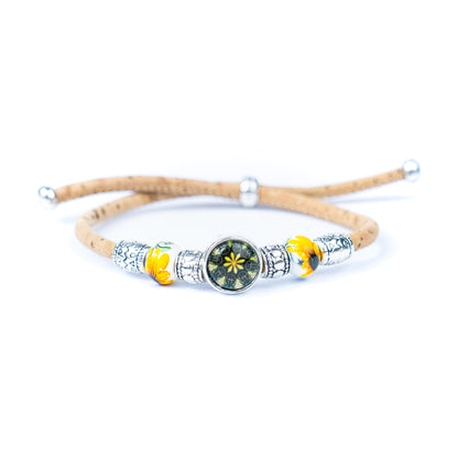 Natural cork cord and ceramic beads handmade women's fashion bracelet BR-456-MIX-5