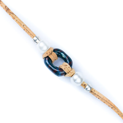 Handmade Cork Bracelet with Ceramic Ring BR-416-MIX-4