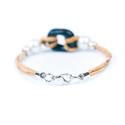 Handmade Cork Bracelet with Ceramic Ring BR-416-MIX-4