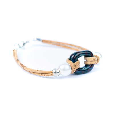 Handmade Cork Bracelet with Ceramic Ring BR-416-MIX-4