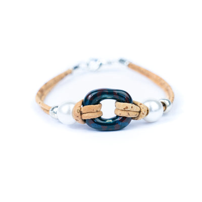 Handmade Cork Bracelet with Ceramic Ring BR-416-MIX-4