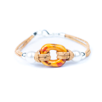 Handmade Cork Bracelet with Ceramic Ring BR-416-MIX-4