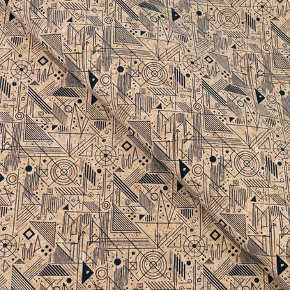 Geometric Collection - Triangle and Circles Lines Pattern Cork Fabric COF-738