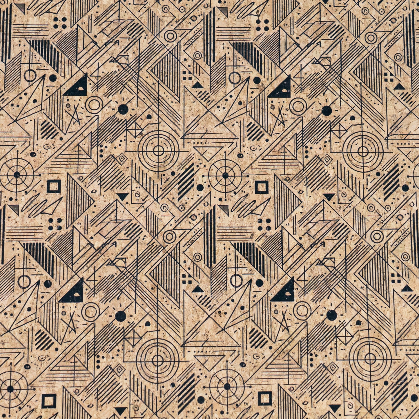 Geometric Collection - Triangle and Circles Lines Pattern Cork Fabric COF-738