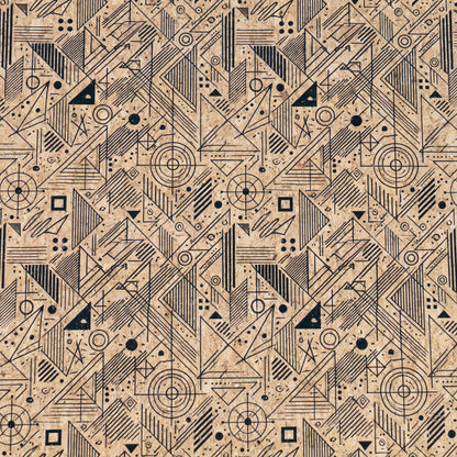 Geometric Collection - Triangle and Circles Lines Pattern Cork Fabric COF-738