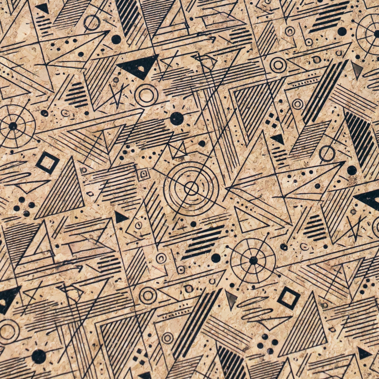 Geometric Collection - Triangle and Circles Lines Pattern Cork Fabric COF-738
