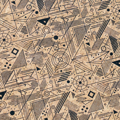 Geometric Collection - Triangle and Circles Lines Pattern Cork Fabric COF-738