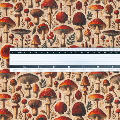 Red Mushrooms Pattern Cork Fabric COF-735