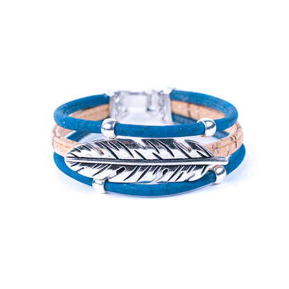 Cork jewelry cork Bracelet for women natural cork with featherhandmade bracelet BR-218-MIX-5